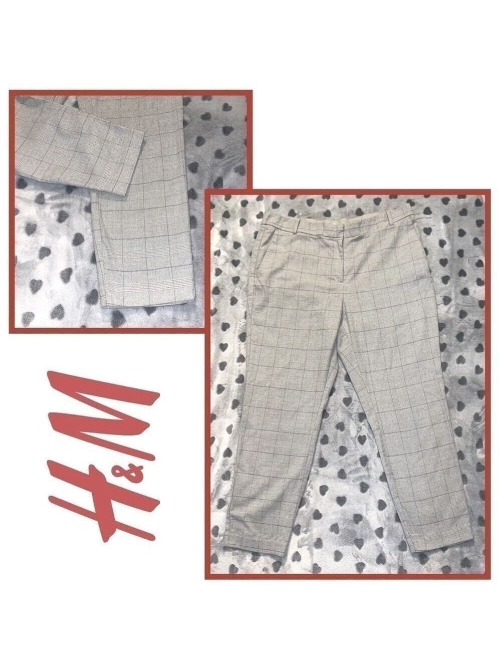 WOMEN'S H&M Plaid Dress Suit Pants Size 18 Gray Plaid stretch band